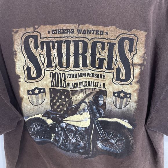 Sturgis Black Hills Rally 2013 T-Shirt, XL, Brown, Gildan, Short Sleeve, Graphic - Picture 4 of 10